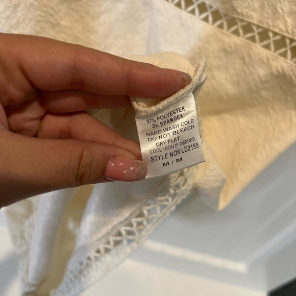 Cream Fitted Cut Out Mini Dress Size M - Picture 8 of 8